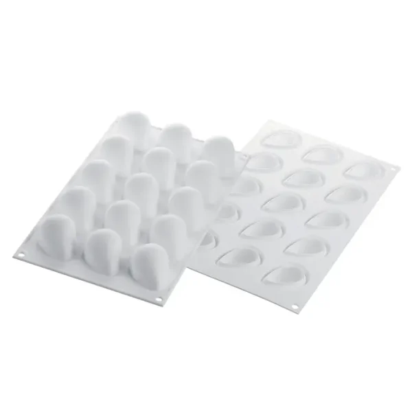 Forma din silicon si cutter pentru monoportii, Capsuni 3D, Fragola 30, 15 cavitati, 48x37x33 mm