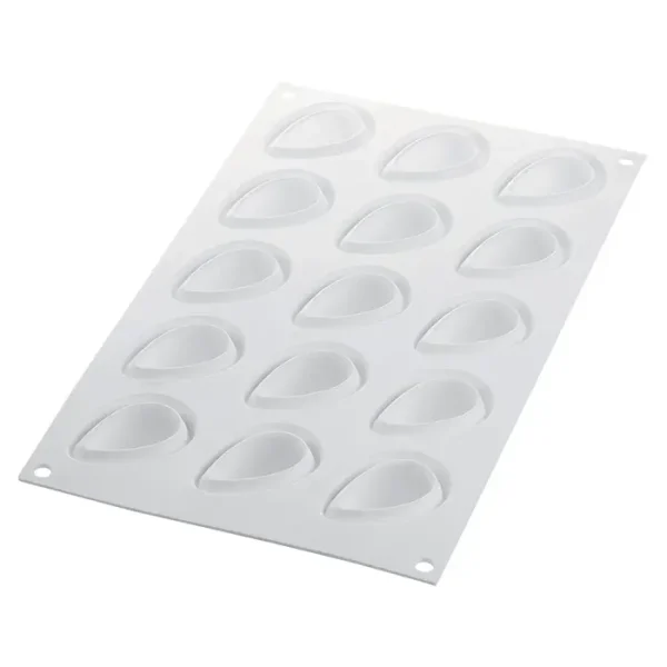 Forma din silicon si cutter pentru monoportii, Capsuni 3D,  Fragola 30, 15 cavitati,  48x37x33 mm - imagine 2