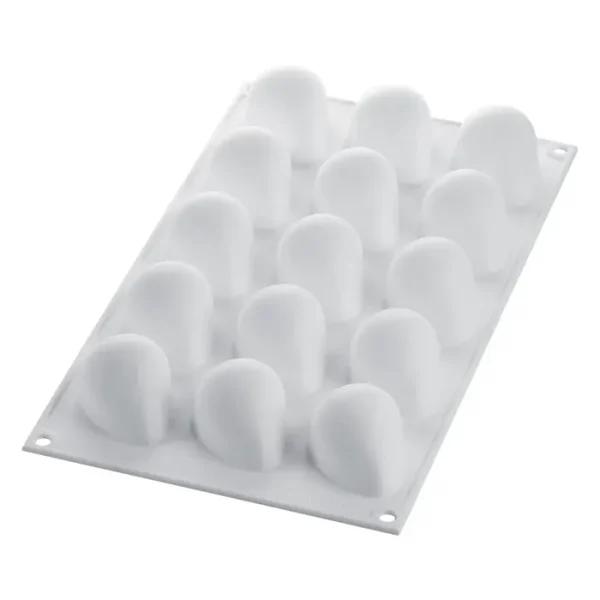Forma din silicon si cutter pentru monoportii, Capsuni 3D,  Fragola 30, 15 cavitati,  48x37x33 mm - imagine 3