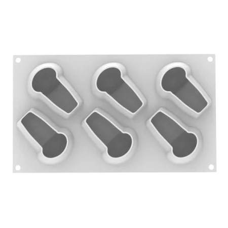 Forma din silicon si cutter pentru monoportii, ciuperca, 6 cavitati, 90x62x55mm