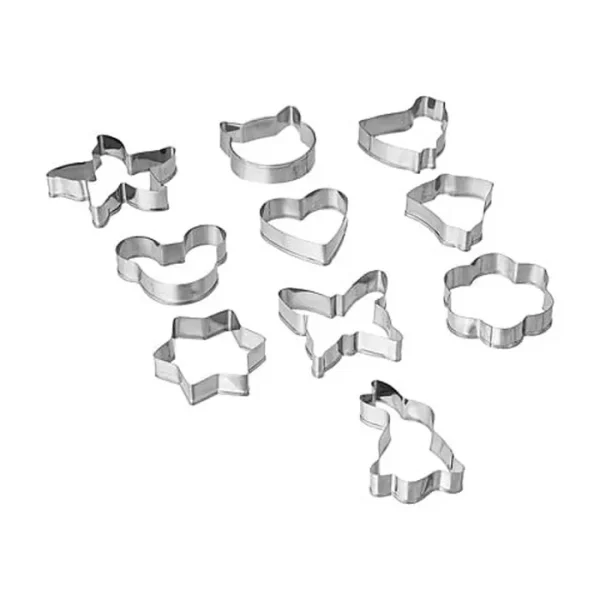 Set 10 decupatoare din inox pentru patiserie, diverse forme