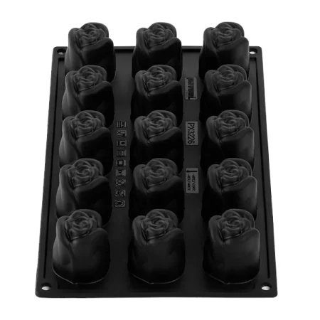 Forma din silicon trandafir by Antonio Bachour, Romance40time, 15 cavitati, 300×175mm, Ø40×45mm, 40 ml