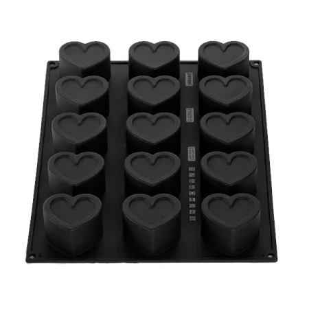 Forma din silicon pentru monoportii inima, Eros 2.0 by Emmanuele Forcone, 15 cavitati, 400×300mm, Ø70×60×40mm, 130 ml