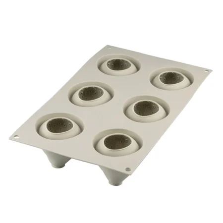 Forma din silicon fructe 3D pentru monoportii, Capsune, Fragola 120, 6 cavitati, Ø 59x61 mm
