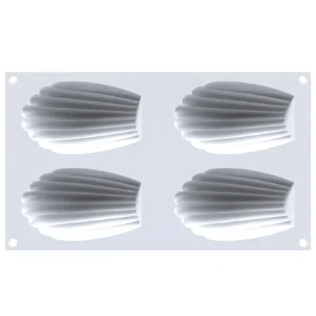 Forma din silicon pentru monoportii, Madeleine XL by Angelo Musa, 4 cavitati, 117x70x22mm, 90 ml
