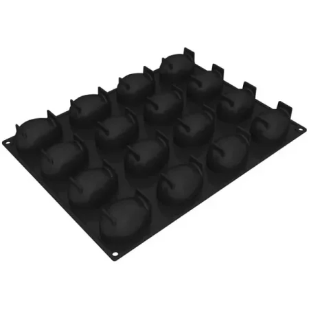 Forma din silicon  3D pentru monoportii, Mono Quenelle, 16 cavitati, 400x300mm, 77x51x42 mm, 90 ml