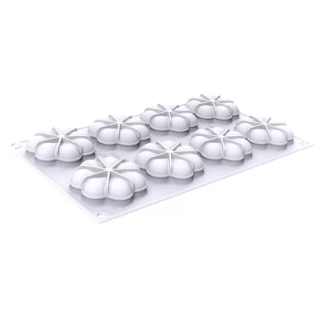 Forma din silicon pentru monoportii, floare, Blossom 45, 8 cavitati, Ø67x20 mm, 45 ml
