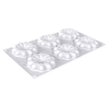 Forma din silicon pentru monoportii, Bloom 45, 6 cavitati, Ø76,5x17mm, 45 ml