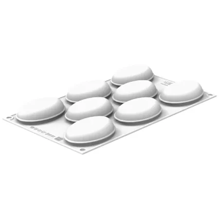 Forma din silicon si cutter pentru monoportii, Oval 80, 8 cavitati, 80x52x30 mm, 80 ml