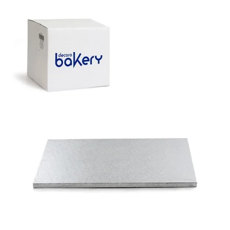 Platou dreptunghiular pentru tort, argintiu, 40x30x1,2 cm