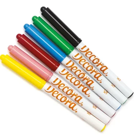 Set 6 markere alimentare, negru, verde, roz, albastru, rosu si galben