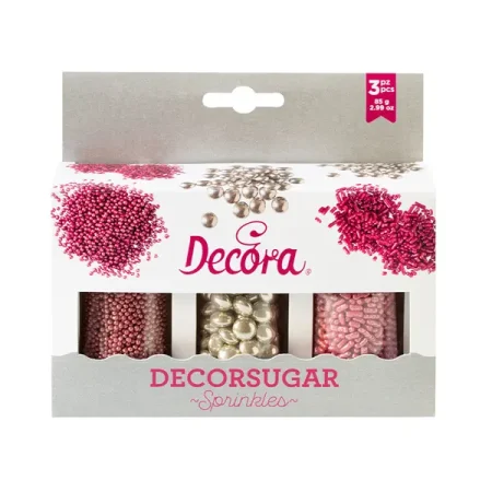 Set mix decorativ argintiu si roz din zahar, 85 g